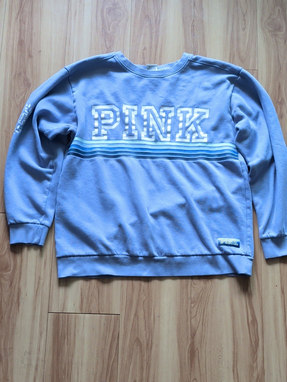 PINK Victoria's Secret Lilac Blue Crewneck Sweatshirt with White Logo